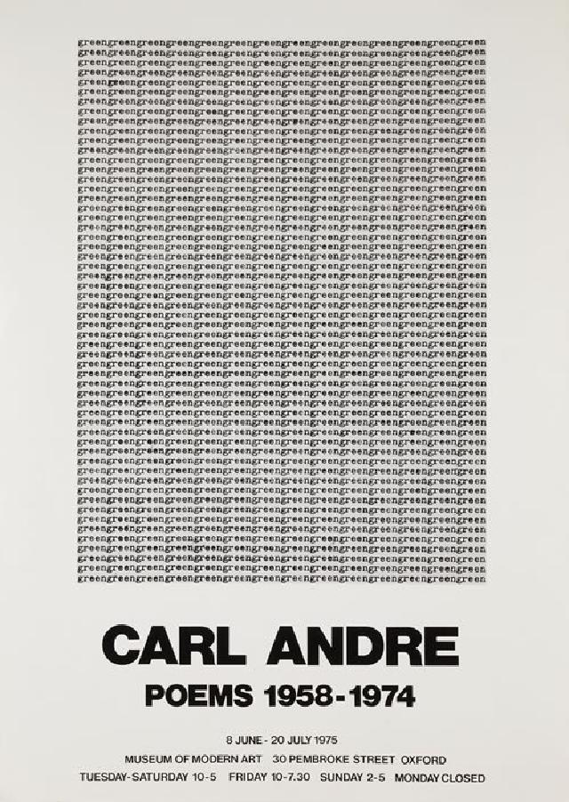 Carl Andre Poems 1958-1974 Poster